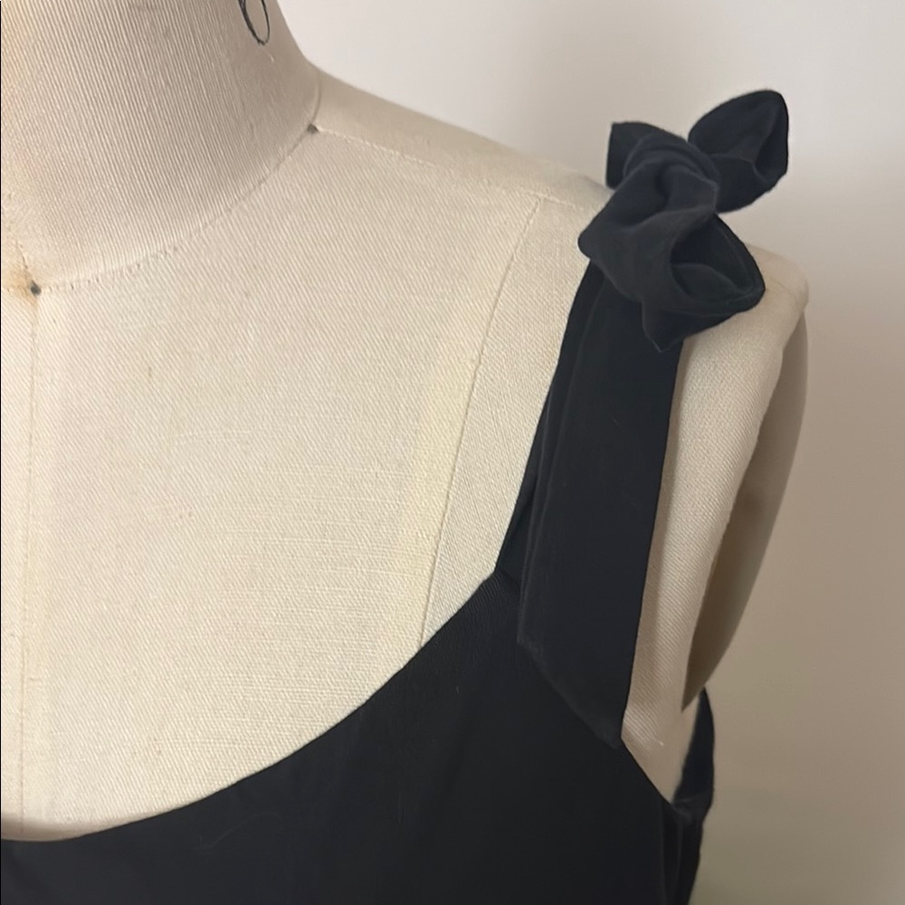 J. Crew Factory Black Fitted Tie Front Tank Top - Picture 2 of 6
